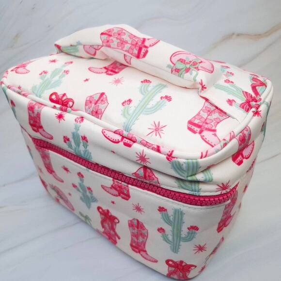 Western Whimsy Travel Cosmetic Case With Handle - Picture 2 of 6